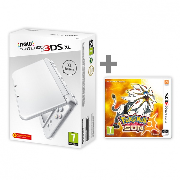 New Nintendo XL Pearl White + Pokemon Sun